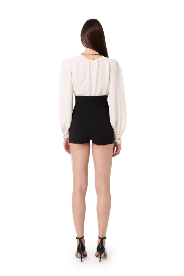 High-waisted culotte shorts with interwoven laces - Elisabetta Franchi® Outlet