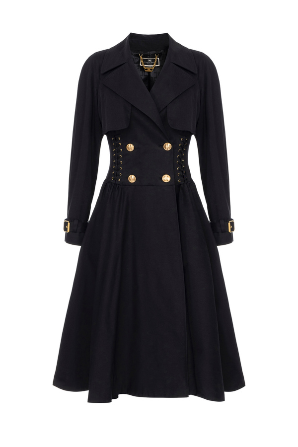 Trench in cotone linea a redingote - Elisabetta Franchi® Outlet