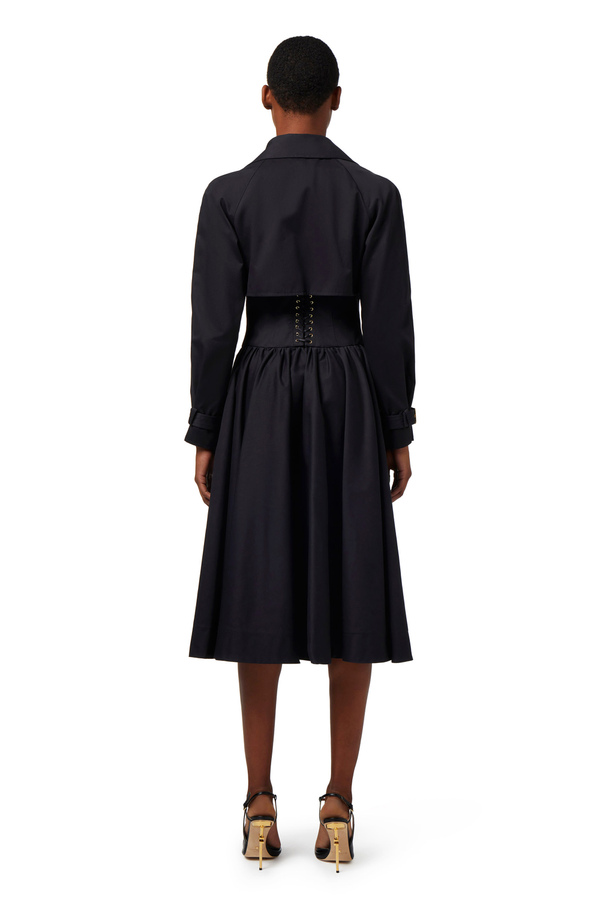 Trench in cotone linea a redingote - Elisabetta Franchi® Outlet