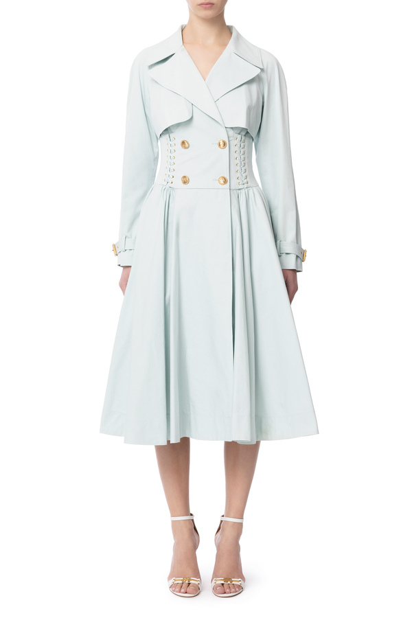 Trench in cotone linea a redingote - Elisabetta Franchi® Outlet