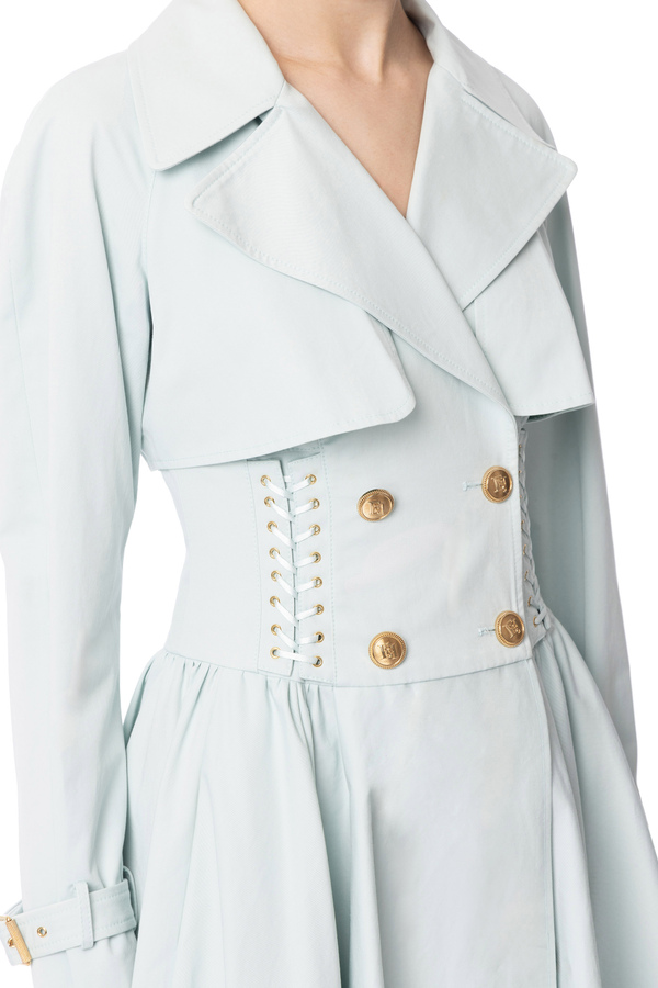 Trench in cotone linea a redingote - Elisabetta Franchi® Outlet
