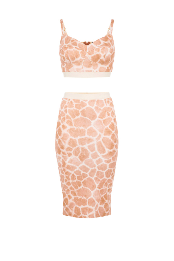 Skirt and top outfit with giraffe print - Elisabetta Franchi® Outlet