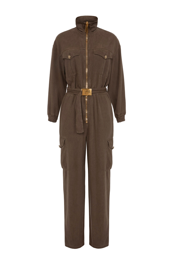 Jumpsuit im Utility-Stil aus Baumwolle - Elisabetta Franchi® Outlet