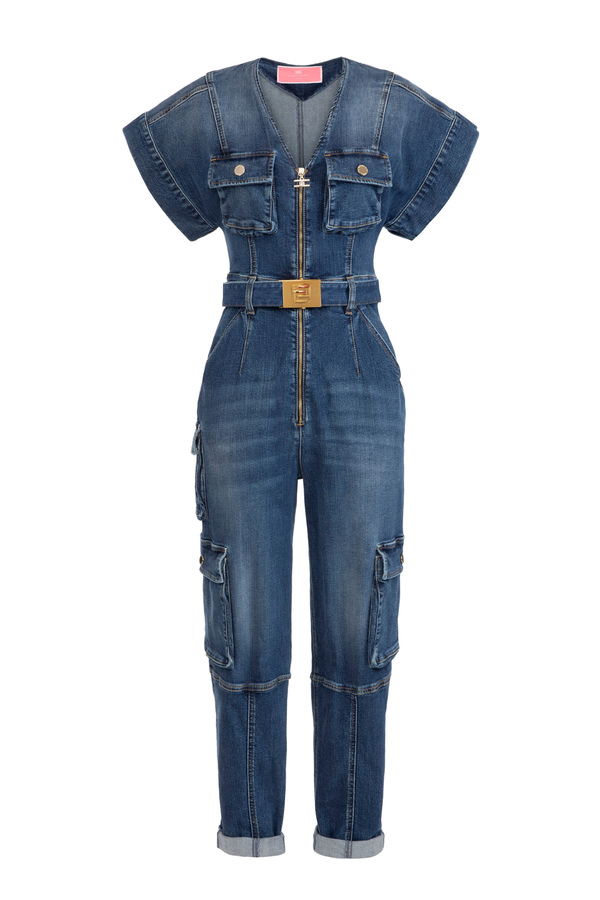 Mono utility de denim - Elisabetta Franchi® Outlet