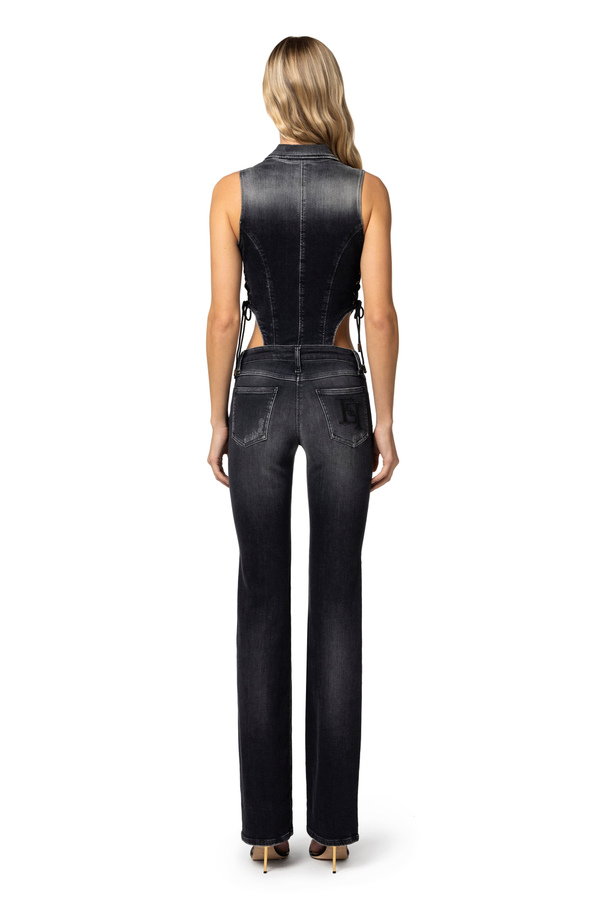 Denim jumpsuit with cut-out - Elisabetta Franchi® Outlet