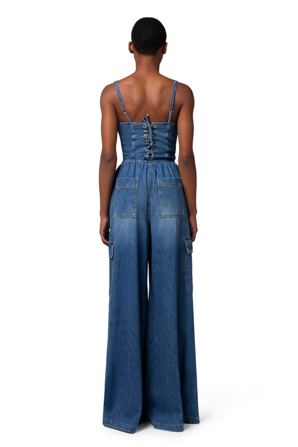 Tuta in denim con top bustier - Elisabetta Franchi® Outlet