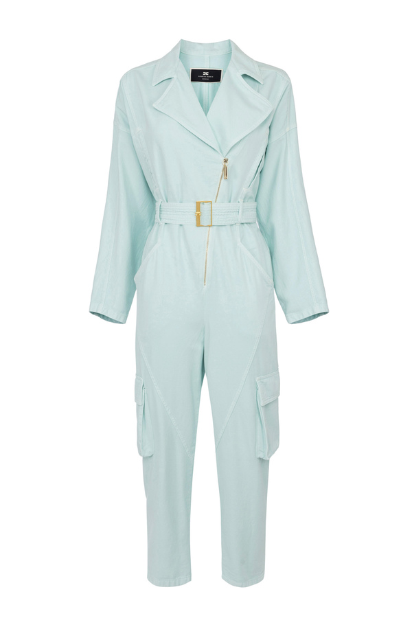 Cargo denim jumpsuit - Elisabetta Franchi® Outlet