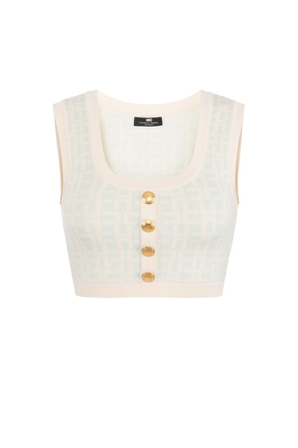 All-over jacquard logo top - Elisabetta Franchi® Outlet