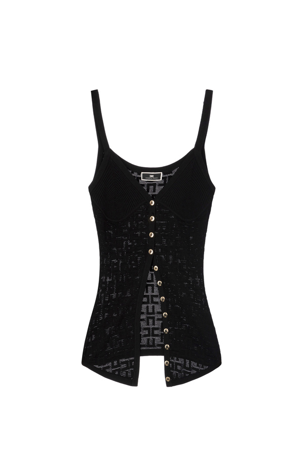 Openwork knit viscose top - Elisabetta Franchi® Outlet