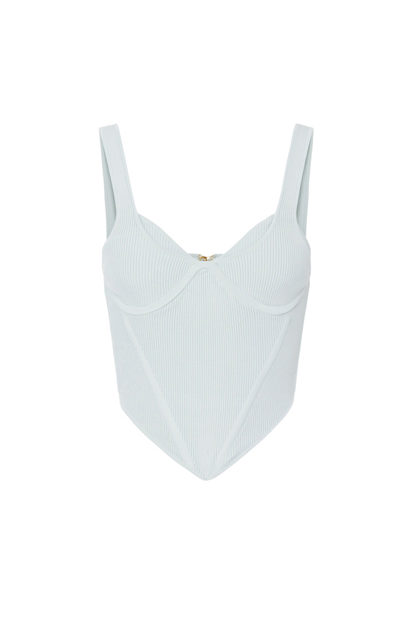 Fine ribbed viscose top with cups - Elisabetta Franchi® Outlet