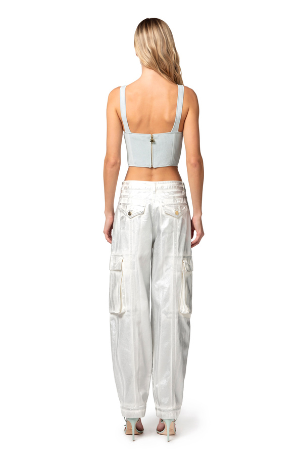 Fine ribbed viscose top with cups - Elisabetta Franchi® Outlet