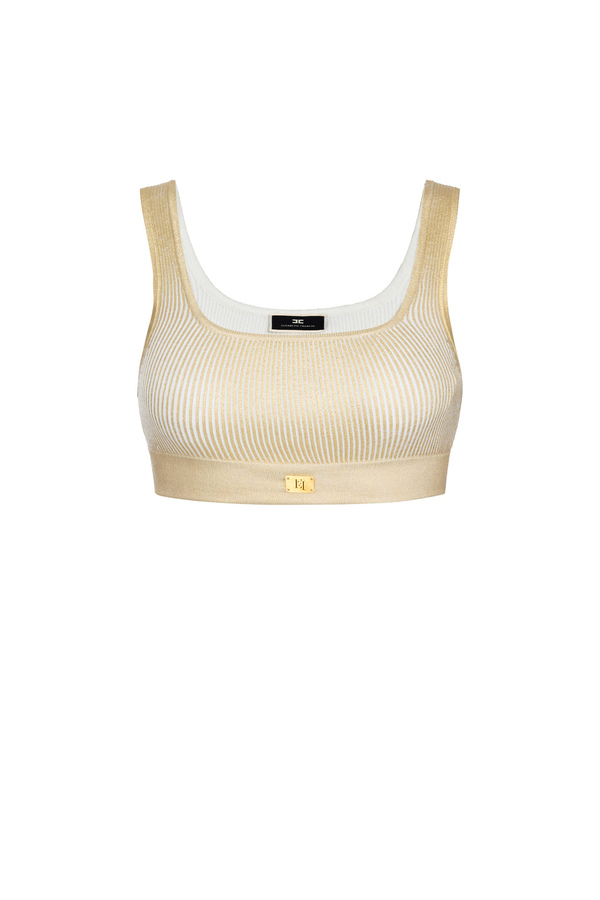 Top cropped in viscosa laminata - Elisabetta Franchi® Outlet