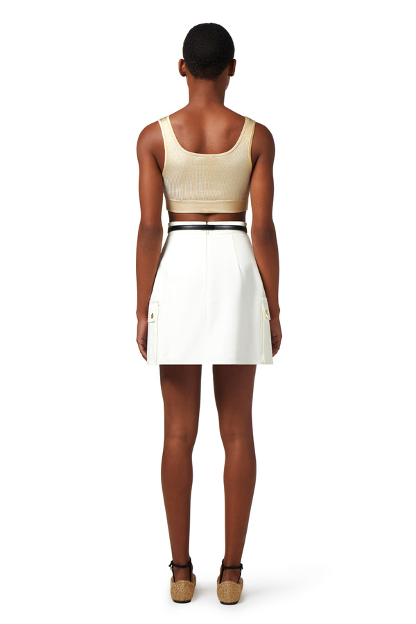 Top cropped in viscosa laminata - Elisabetta Franchi® Outlet
