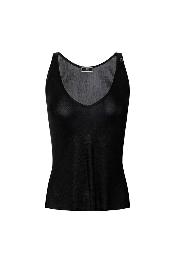 Top in laminated viscose fabric with charms - Elisabetta Franchi® Outlet