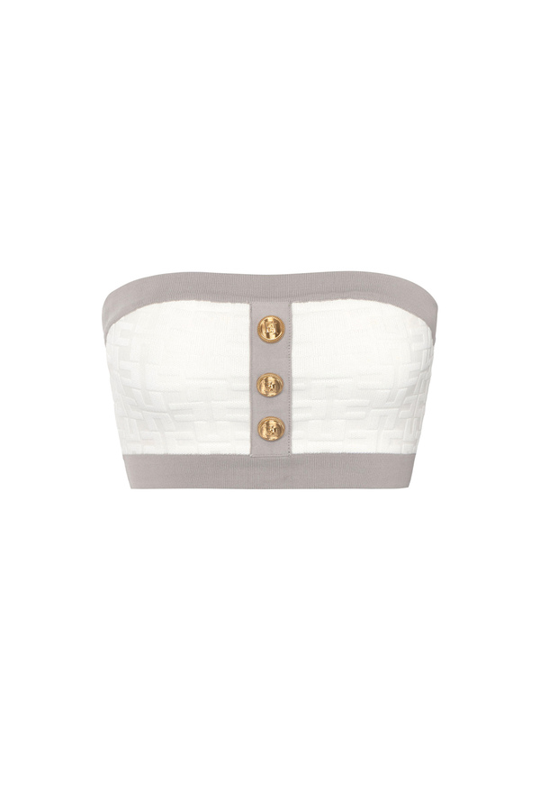 Embossed viscose bandeau top - Elisabetta Franchi® Outlet