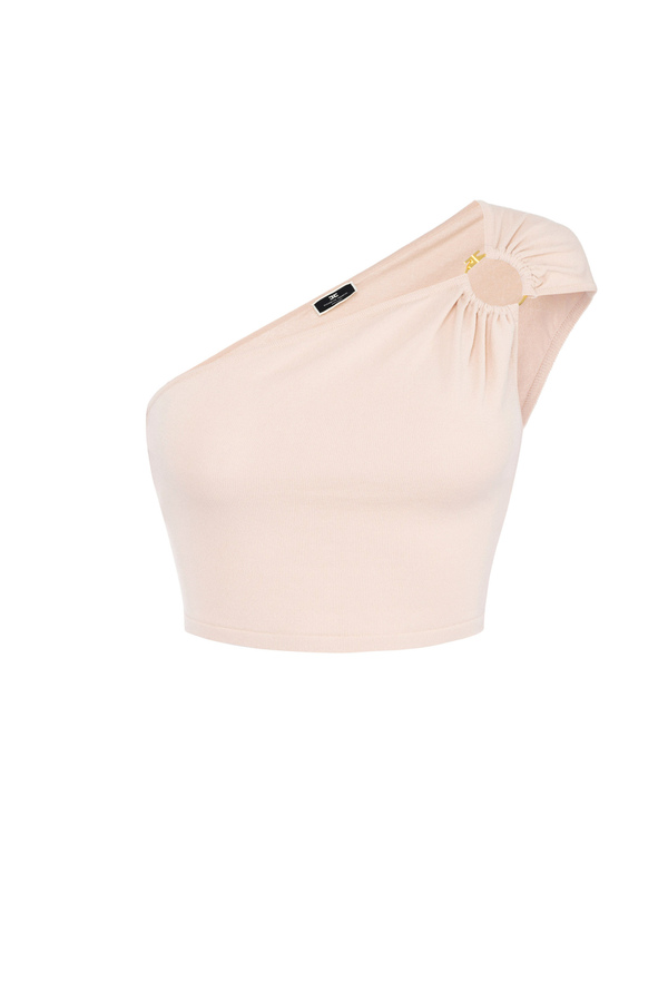 Top monospalla in viscosa con anello - Elisabetta Franchi® Outlet