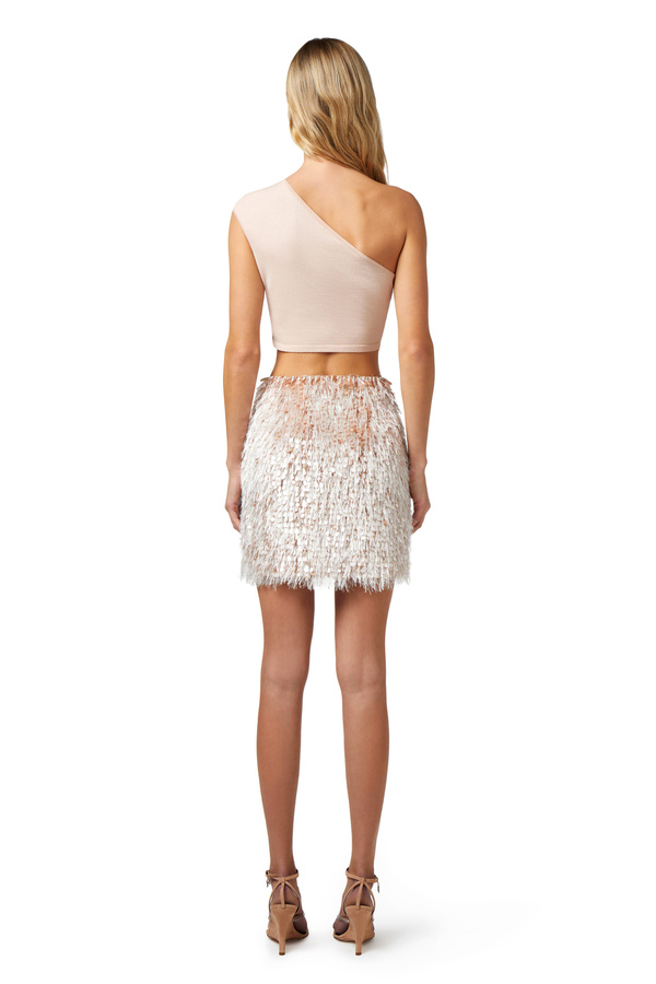Top monospalla in viscosa con anello - Elisabetta Franchi® Outlet