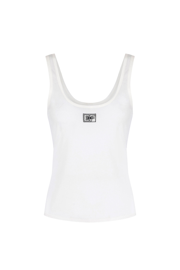 Rayon top with logo - Elisabetta Franchi® Outlet