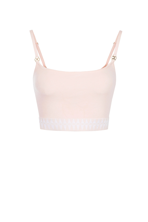 Cropped top with geometric meander - Elisabetta Franchi® Outlet
