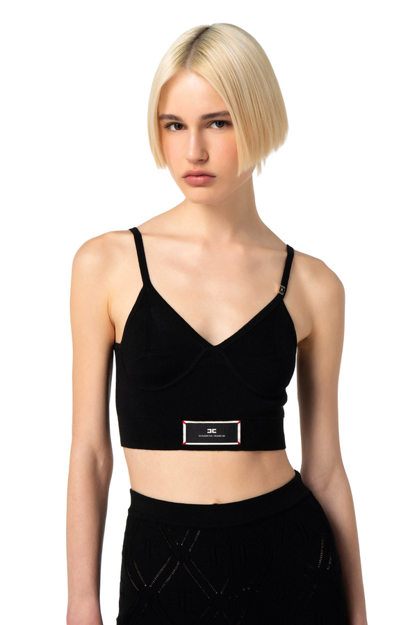 Viscose top with cups - Elisabetta Franchi® Outlet