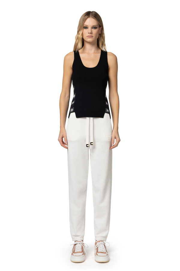 Top aus Viskose mit Logo-Streifen - Elisabetta Franchi® Outlet