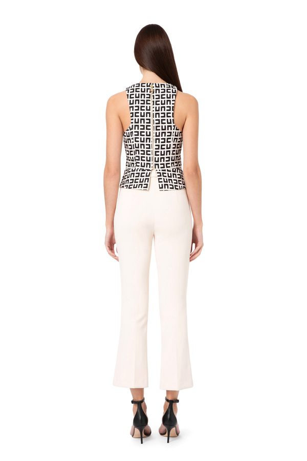 Double layer crêpe top printed with maze pattern - Elisabetta Franchi® Outlet