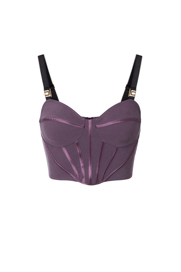 Top bustier avec bordures en satin - Elisabetta Franchi® Outlet