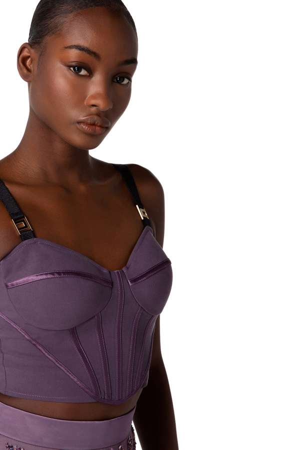 Top bustier avec bordures en satin - Elisabetta Franchi® Outlet