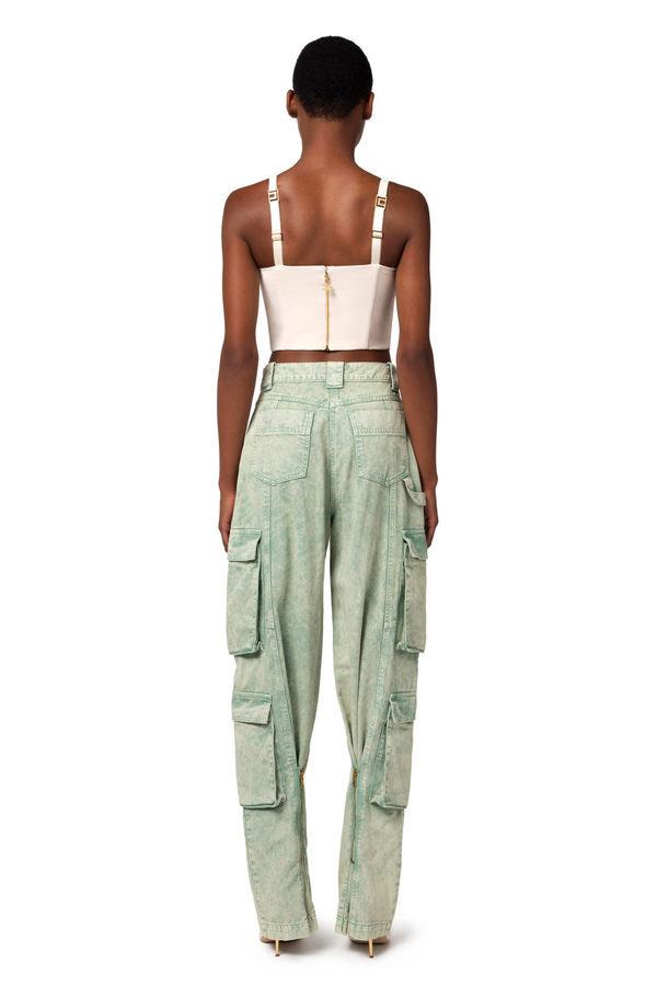 Bustier top in stretch crêpe with enamelled logo plaque - Elisabetta Franchi® Outlet