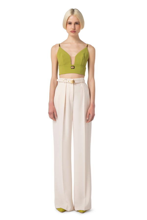 Top in crêpe fabric with cups - Elisabetta Franchi® Outlet