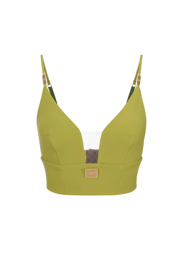 Top in crêpe fabric with cups - Elisabetta Franchi® Outlet
