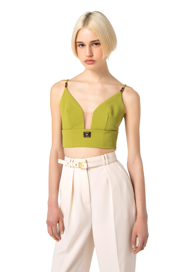 Top in crêpe fabric with cups - Elisabetta Franchi® Outlet