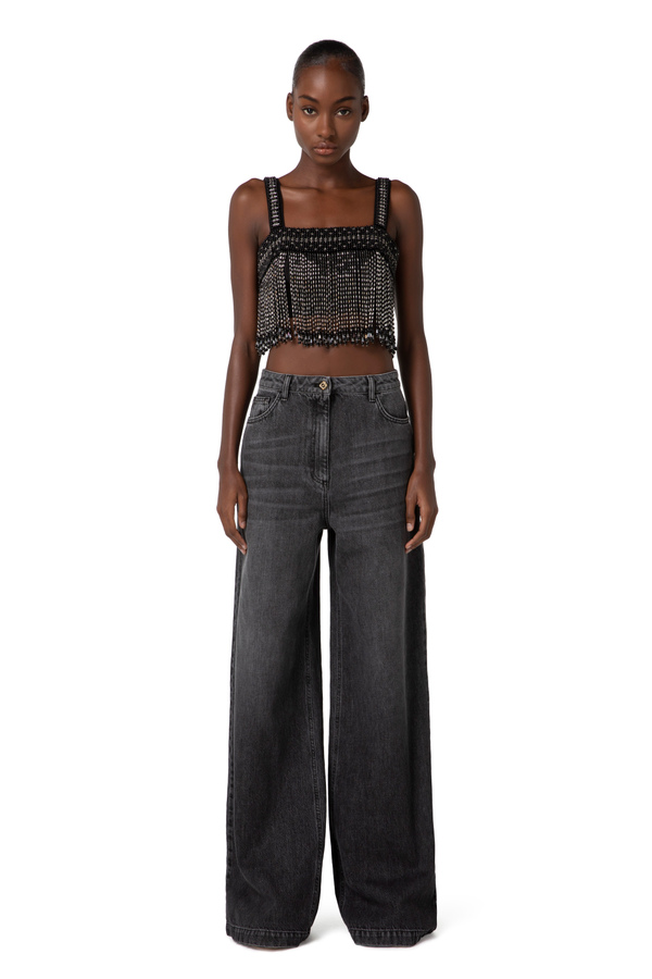 Top mit Perlenfransen - Elisabetta Franchi® Outlet