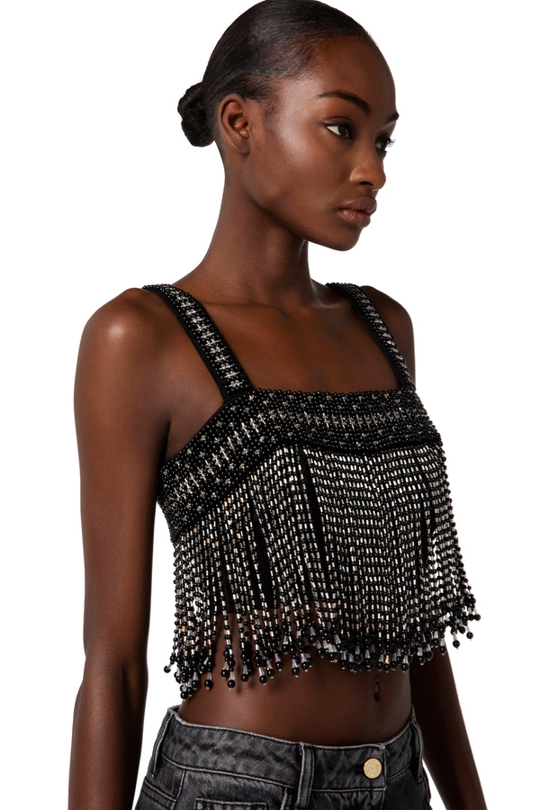 Top mit Perlenfransen - Elisabetta Franchi® Outlet