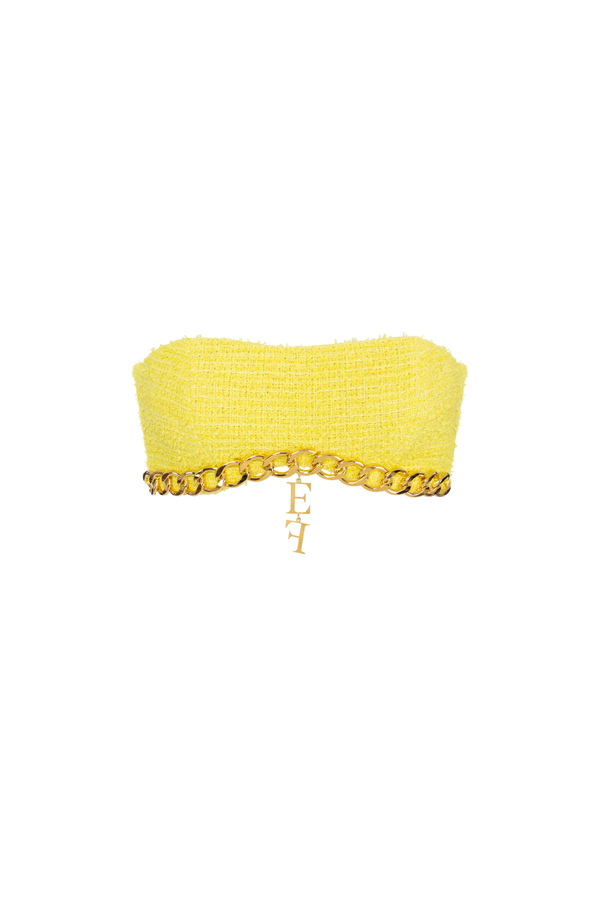 Tweed top with maxi chain - Elisabetta Franchi® Outlet