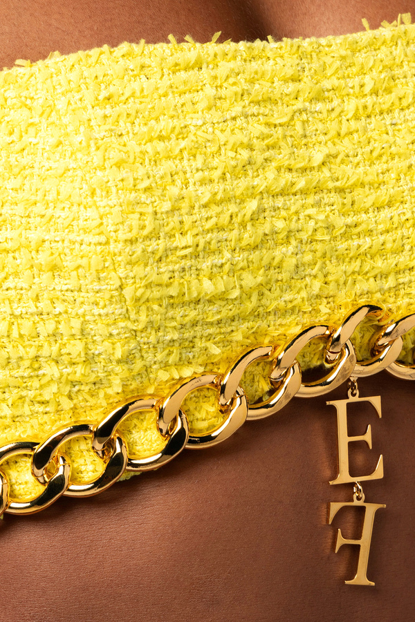 Tweed top with maxi chain - Elisabetta Franchi® Outlet