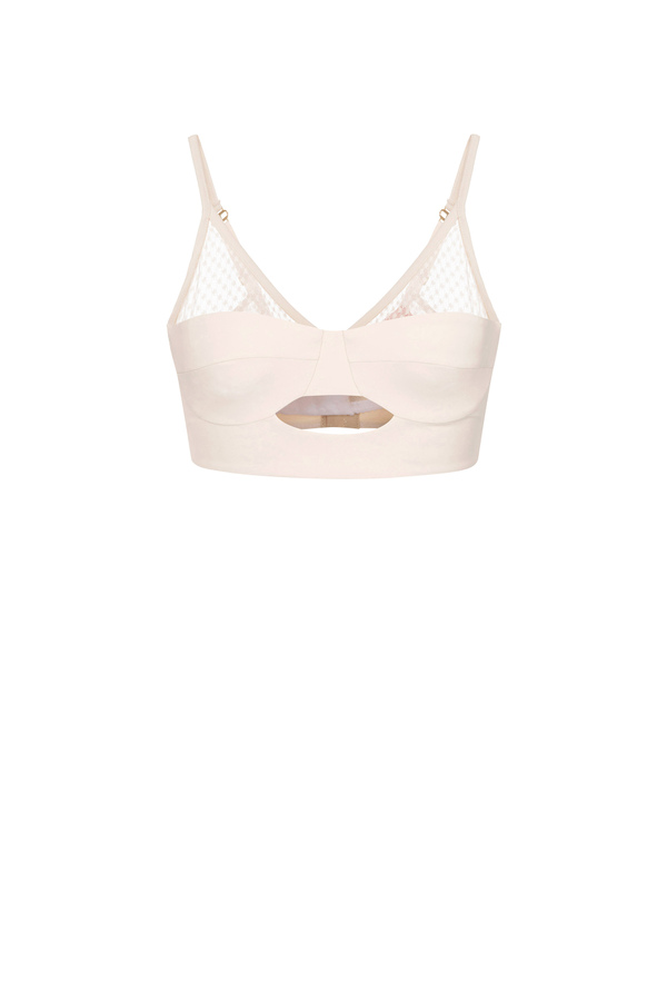 Bra top with tulle inserts - Elisabetta Franchi® Outlet