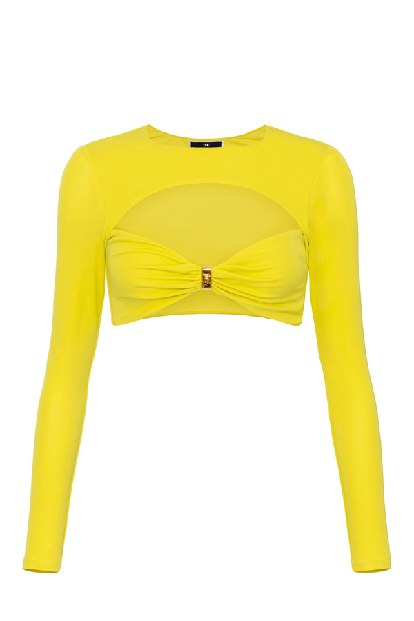 Cropped top in jersey with cut-out - Elisabetta Franchi® Outlet