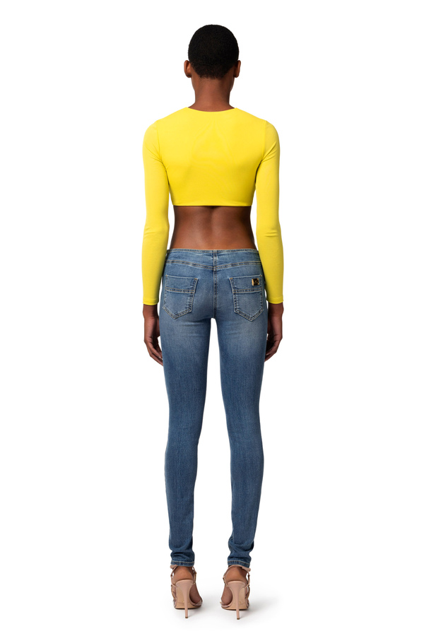 Cropped top in jersey with cut-out - Elisabetta Franchi® Outlet