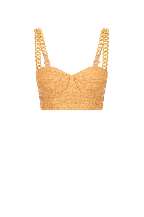 Raffia top with cups - Elisabetta Franchi® Outlet