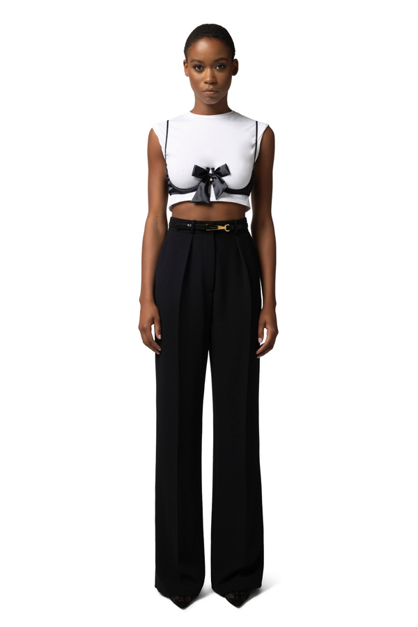 T-shirt in cotone con accessorio reggiseno - Elisabetta Franchi® Outlet