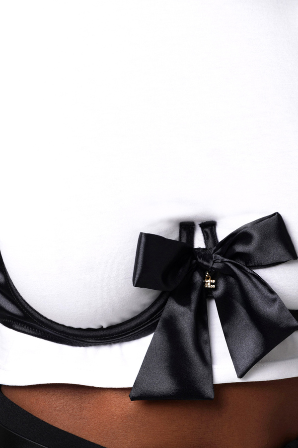 T-shirt in cotone con accessorio reggiseno - Elisabetta Franchi® Outlet