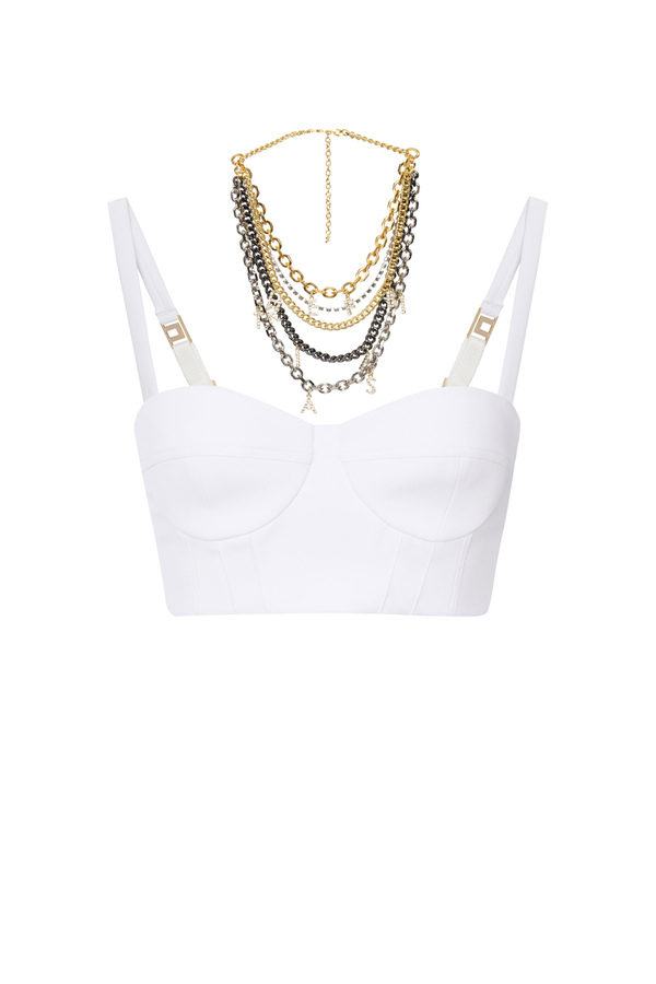 Top bustier in doppio crêpe stretch con collana - Elisabetta Franchi® Outlet