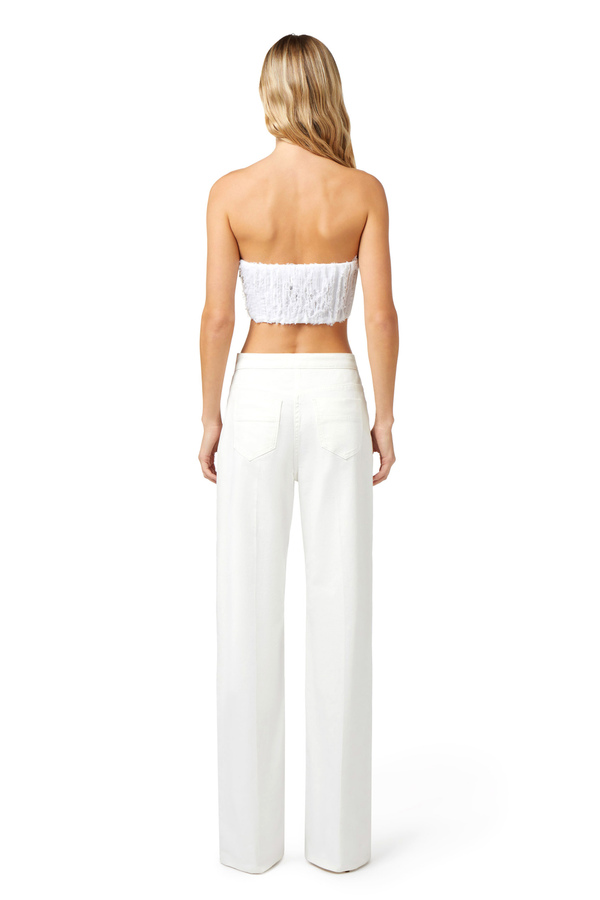 Top cropped in organza sfrangiata - Elisabetta Franchi® Outlet
