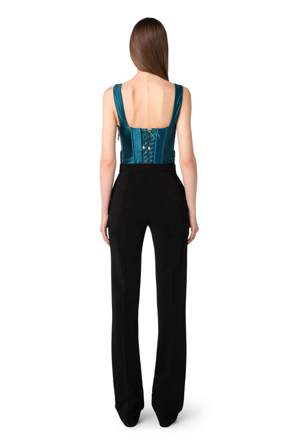 Top Bustier in lycra con patch ricamato con pietre - Elisabetta Franchi® Outlet