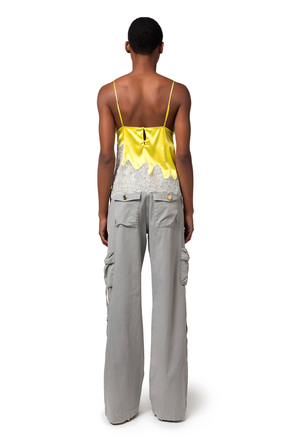 Top made of satin with lace inserts - Elisabetta Franchi® Outlet