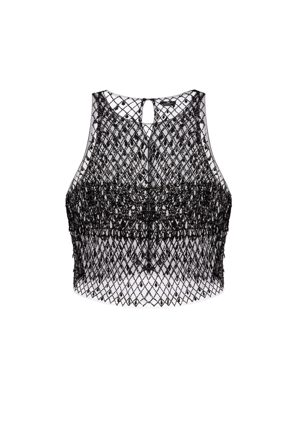 Top in embroidered tulle - Elisabetta Franchi® Outlet