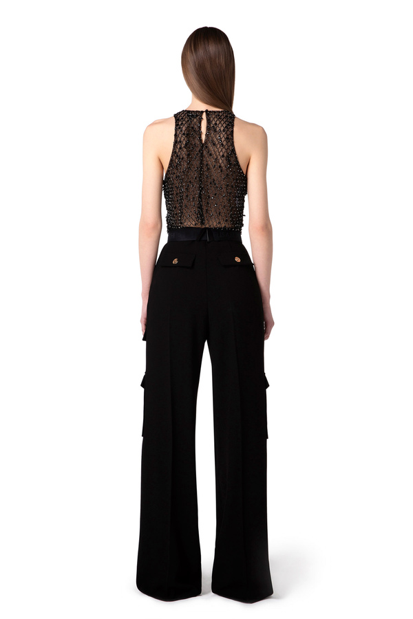 Top in embroidered tulle - Elisabetta Franchi® Outlet