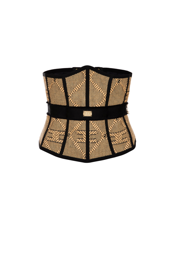 Lozenge jacquard raffia corset - Elisabetta Franchi® Outlet