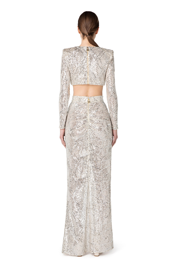 Crop top with sequins - Elisabetta Franchi® Outlet